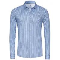 Desoto Slim Fit Jersey overhemd blauw, Gestreept