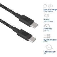 ACT USB 2.0 2 m USB-C-kabel 60W PD Gevlochten Zwart AC3083