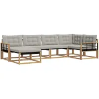 vidaXL Buiten bank set 6 st Wit en Lichtgrijs Massief Acacia Hout