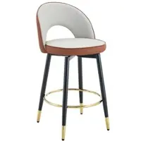 MODFU Barstoel set van 2, PU-leer, 360° draaibaar, metalen poten met gouden accenten