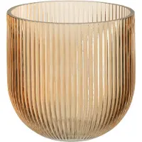 J-Line vaas Gestreept - glas - caramel - large - Ø 15.3 cm