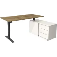 Theo Kerkmann Büromöbelfabrik GmbH & Co. KG Move 1 Zit-sta-bureau Rechthoekig Eiken T-Voet 3 Lades 1.650 (B) x 1.350 (D) x 1.230 (H) mm Melamine, staal
