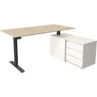 Theo Kerkmann Büromöbelfabrik GmbH & Co. KG Move 1 Zit-sta-bureau Rechthoekig Ahorn T-Voet 3 Lades 1.650 (B) x 1.350 (D) x 1.230 (H) mm Melamine, staal