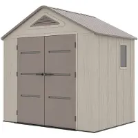 Vente-unique Tuinhuis van beige en bruine hars HDPE 4,5 m² met vloer - dikte 22 mm - ANTEVA