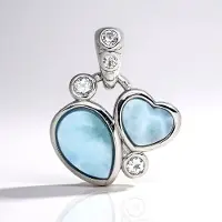 Cavill - Luxe Zilveren Hanger met 3,25 Ct Larimar - 925 Sterling Zilver Bezetting - Druppel & Hartvorm - Uniek Dames Sieraad