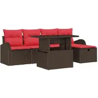 vidaXL Tuinbank Set 6 st Bruin poly rattan