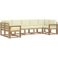 vidaXL Buiten bank set 7 st Wit en crèmekleurig