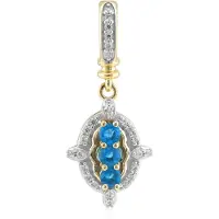Cavill - 9K Geelgoud Hanger met Haüynen & Zirkonia - 0,287 ct - Ronde Edelstenen - Elegante Blauwe Sieraad voor Vrouwen