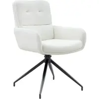 MODFU - Eetkamerstoelen Set Van 2 - Draaibaar - Modern - Eetkamer Of Zithoek - Metaal En Imitatieleer - Wit En Zwart - 85 Cm