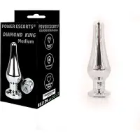 Power Escorts Diamond King Medium Butt Plug met Witte Steen - Metalen Anal Plug - 11 cm - Luxe Colour Box