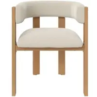 OKWISH eettafelsstoelen, 6 stuks, gestoffeerde stoelen, ergonomisch ontwerp, ademend bekleding, stabiele metalen poten in houtdecor, geschikt voor eetkamer en woonkamer, beige