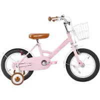 Happiq Kinderfiets – Voor kinderen – Met mand, spatborden, volledige kettingkoffer en zijwieltjes – 30 cm / 41 cm / 46 cm wielen, roze