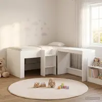 Prolenta Maison Exclusive - Stapelbed met bureau voor kinderen, 2 stuks, wit, houtvezel
