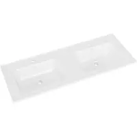 Mueller August dubbele wastafel 120cm twee kraangaten mat wit