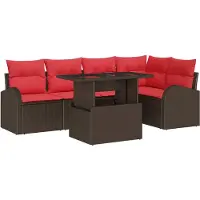 vidaXL Tuinbank Set 6 st 5-Aantal zitplaatsen Bruin Poly rattan