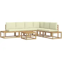 vidaXL Buiten bank set 5 Stuk Wit en crèmekleurig Polyester
