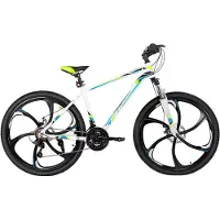 Happiq Mountainbike 66 cm – Voor heren en dames voor recreatief en sportief gebruik op terrein – Met 21 versnellingen en dubbele mechanische schijfremmen – Wit aluminium frame met spatbord