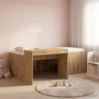 Prolenta Maison Exclusive - Stapelbed met bureau voor kinderen, uitvoering: ambachtelijk eikenhout, afmetingen: 80 x 200 cm