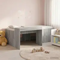 Prolenta Maison Exclusive - Stapelbed met bureau voor kinderen, grijs Sonoma, houtvezel