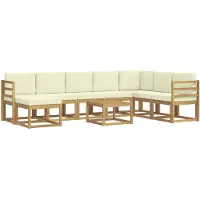 vidaXL Buiten bank set 9 st Wit en crèmekleurig