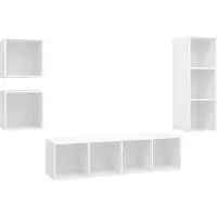 vidaXL 4-delige Tv-meubelset bewerkt hout wit