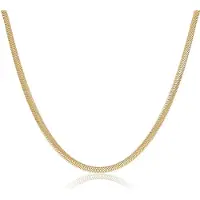Glow 102.8412.45 Dames Ketting - Collier - Sieraad - Schakelketting - Zilver - Goudkleurig - 925 Zilver - Slang - 4 mm breed - 45 cm lang