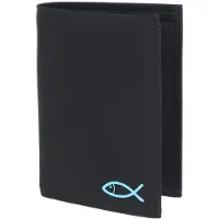 OXMOX portemonnee New Cryptan RFID Protect Kombibörse Freedom Fish Print Cyan Black zwart