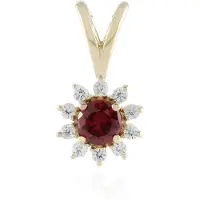 Cavill - 9K Geelgouden Hanger - Ronde Briljant Spinel 0,214 ct Tanzania - 10 Zirkonia's 0,158 ct - Elegant Rode Spinel Sieraad