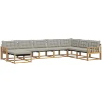 vidaXL Buiten bank set 8 st Wit en Lichtgrijs Massief Acacia Hout