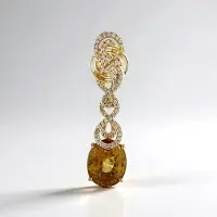 Cavill - Luxe 14K Geel Gouden Hanger met 5,46 Ct Gele Zirkoon Ovaal Briljant Uit Cambodja & 0,27 Ct Diamanten - Elegante Sieraden Dames