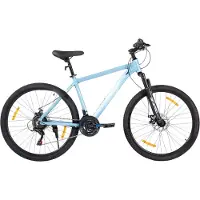 Happiq Mountainbike – Voor heren en dames – Hardtail, 21 versnellingen, schijfremmen – 66 cm / 70 cm wielen, blauw, aluminium frame