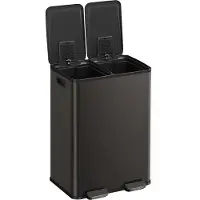 Songmics - Prullenbak - Pedaalemmer - Keuken Prullenbak - 2 Vakken van 30L - Met Softclose Deksel en Binnenemmers