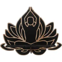 VHV - Wandplank - Zwevende plank - Houten wandrek - Lotus vorm - Wanddecoratie - Voor slaapkamer, woonkamer en keuken - Voor kaarsen en decoratie - Zwart