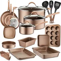 Nutrichef Pannenset - Inductie 20-Delige Antiaanbak Pannenset - Kookpannenset, Kookgerei Set- PFOA/PFOS-vrij- Sauspan- Koekenpannen- Kookpotten-Muffinvorm- Bakplaat