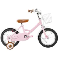 Happiq Kinderfiets 30–46 cm – Voor kinderen van 2–8 jaar voor dagelijks gebruik en spel – Met mand, spatborden, volledige kettingkoffer en zijwieltjes – Roze frame