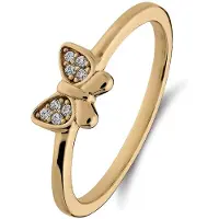 Lucardi Kinder Zilveren goldplated ring met vlinder - Ring - 925 Zilver - Goudkleurig - 16 / 50 mm