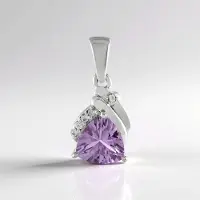 Cavill - Zilveren hanger - 925 Sterling zilver platina geplateerd - 0,83 ct triljant lavendel amethist - 0,06 ct zirkonen - luxe filigrain design