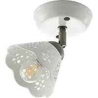 LINDBY Efgenia spot, 1-lamp Efgenia, dimbaar, wit / opaal, Woon-/ Eetkamer, Keramiek, Landelijk, buitenspot