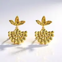 Cavill - Vergulde Zilveren Oorbellen - 925 Sterling Zilver - Filigraan Blad Bloemenmotief - Lichtgewicht Elegante Dames Sieraden - 30 mm