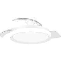 Philips LED plafondventilator Bliss, glanzend wit, DC, stil dimbaar, wit / opaal, Woon-/ Eetkamer, metaal, Modern