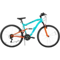 Happiq Mountainbike – Voor heren – Volledig geveerd, 18 versnellingen, V-rem, schokabsorberende voorvork – 66 cm wielen, blauw, beperkte garantie