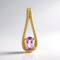 Cavill - 375 Geelgoud Hanger met Paarse Scapoliet 0,35 ct - Elegant Ovaal Edelsteen Sieraad Dames - Fijne Prong Zetting