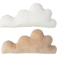J-Line decoratie Wolk - polyester - wit/beige - set van 2