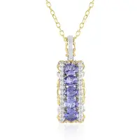 Cavill - 925 Sterling Zilver Verguld - Tanzaniet Ovaal 2,475 ct - Cambodjaanse Zirkonen 0,491 ct - Verstelbare Luxe Damesketting Elegant