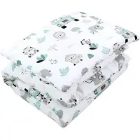 TupTam Kinderbeddengoedset met print, seizoensdeken, dekbed, hoofdkussen, platkussen, 2-delig, kleur: dierenprint groen, maat: 135x100 cm