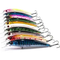 JeiibrZui Kunstas Aas Set - 11 Cm - 10 Delig Met 3D Ogen En Rattel Systeem - Multicolor Voor Baars Snoek En Forel