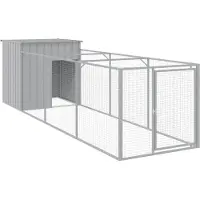 vidaXL Hondenhok met ren 110x405x110 cm staal lichtgrijs