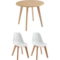 Vente-unique Set van kindertafel LOULOUNE + 2 stoelen LILINOU - Naturel en wit