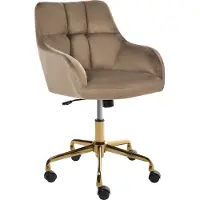 Beliani PALMDALE - Bureaustoel - Taupe - Fluweel