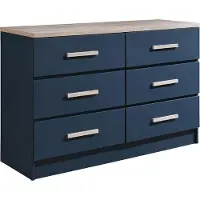 Vente-unique Ladekast met 6 lades - Blauw en houteffect - SKAIDO